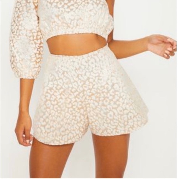 Pretty Little Thing Gold Foil Animal Print Shorts - Picture 2 of 7